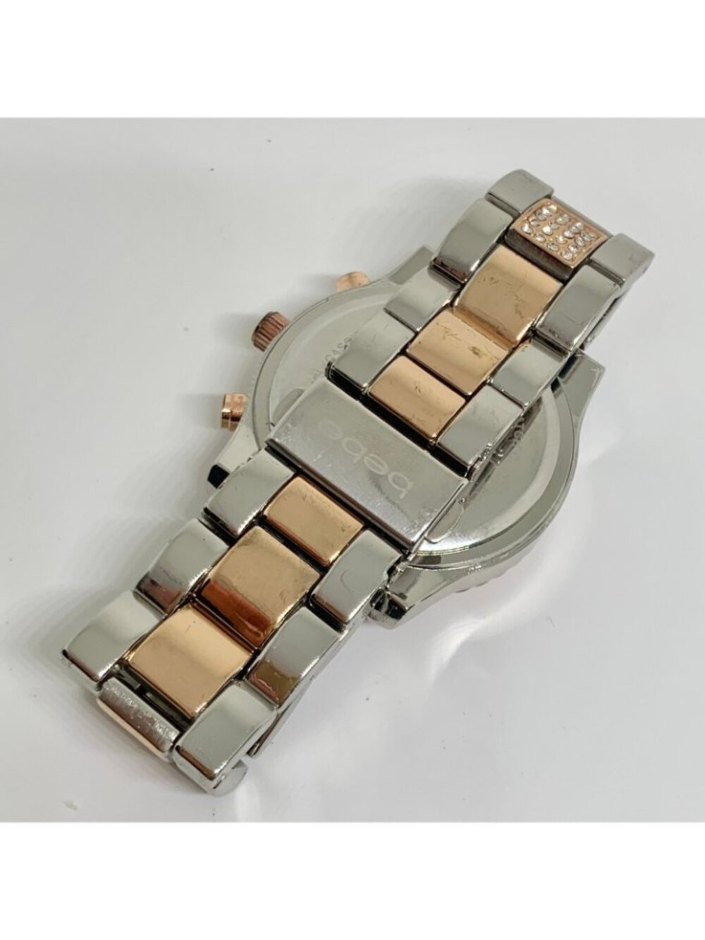 Bebe Women's two tone rhinestones Watch 38mm quartz analog 6” running - Picture 4 of 7